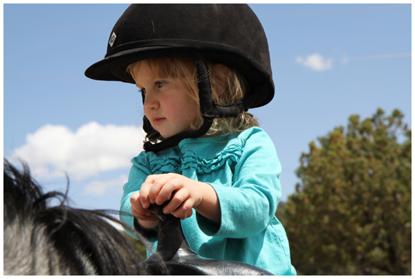 Toddler riding a horse